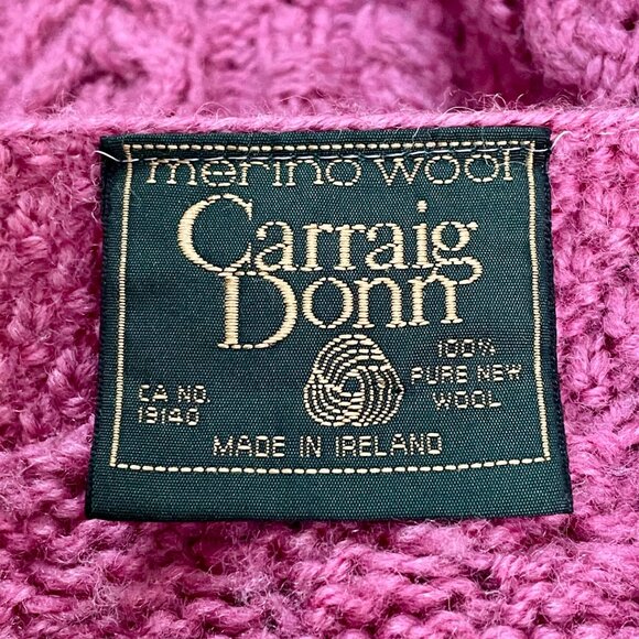 Carraig Donn Merino Wool Cardigan Pink Cable Knit • Preppy Classic Ireland • M - Picture 6 of 14